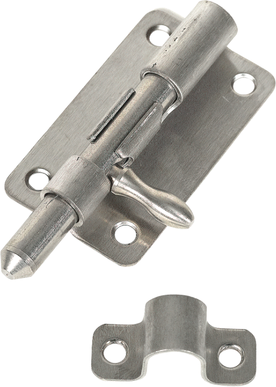 SANER Stossriegel mit niederem Kloben 90x50x1.5mm, rostfrei - Stoss- und Treibriegel mit Zubehör