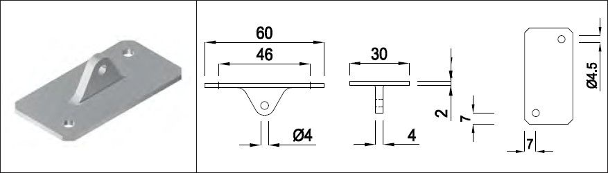 Auflager beweglich, gerade für 4-kant/Rechteckrohre geschliffen 1.4301 - INOXTECH-Handlauf-/Geländer-System