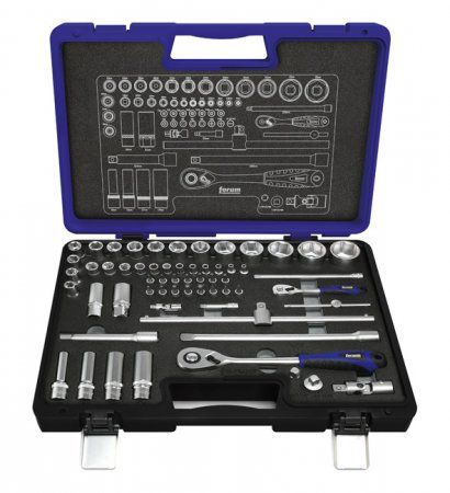 FORUM Steckschlüsselsatz, 60-tlg. 1/4"-1/2", im Kunststoffkoffer - Steck- und Drehmomentschlüssel