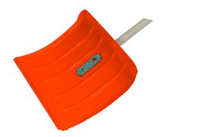 Schneeschieber Alu, Orange B= 500mm, verz. Stahlkante, mit Stiel - Bauwerkzeuge