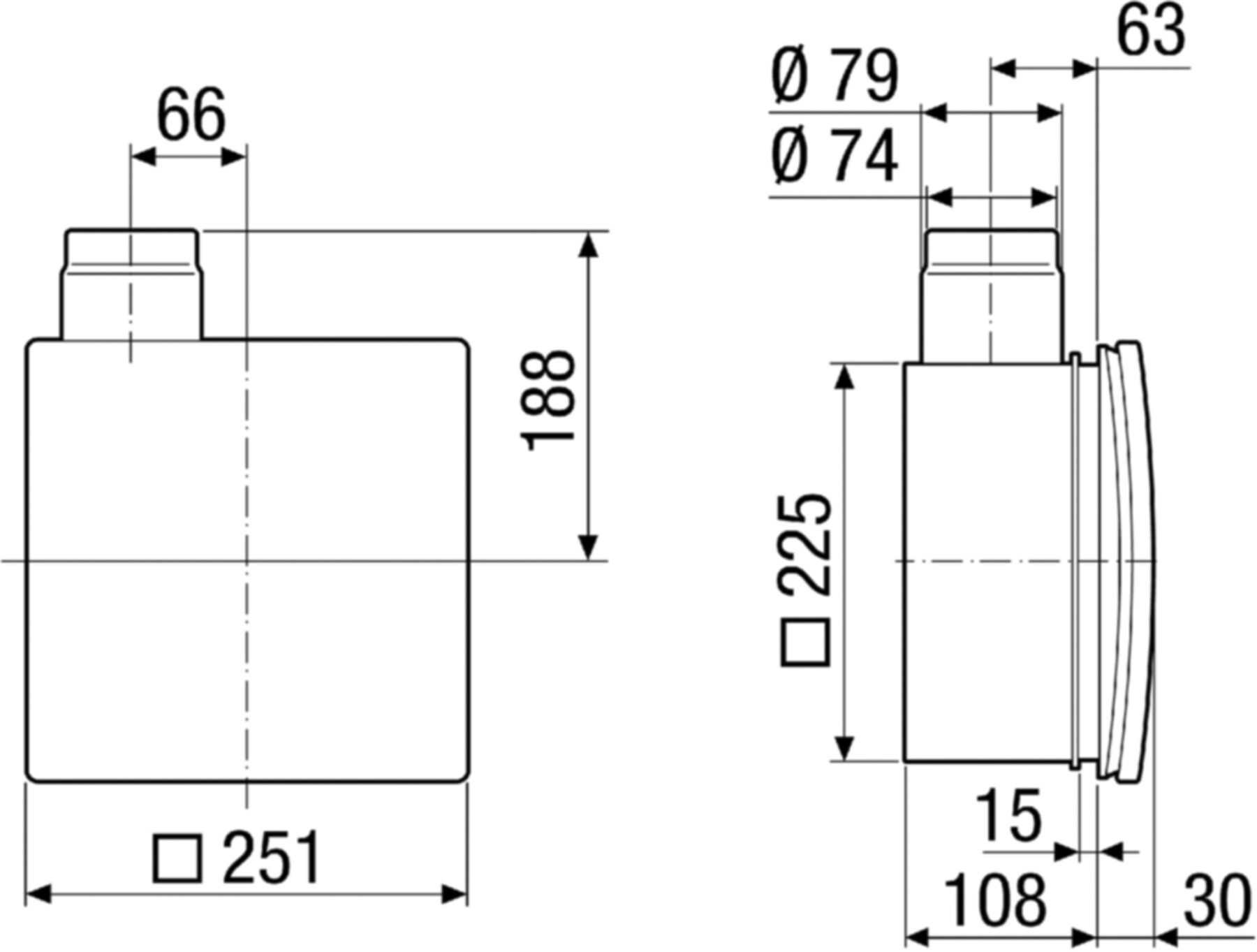 Einrohrlüfter UP-Gehäuse ER-UP/G Kunststoffgehäuse DN 75/80 - Ventilatoren