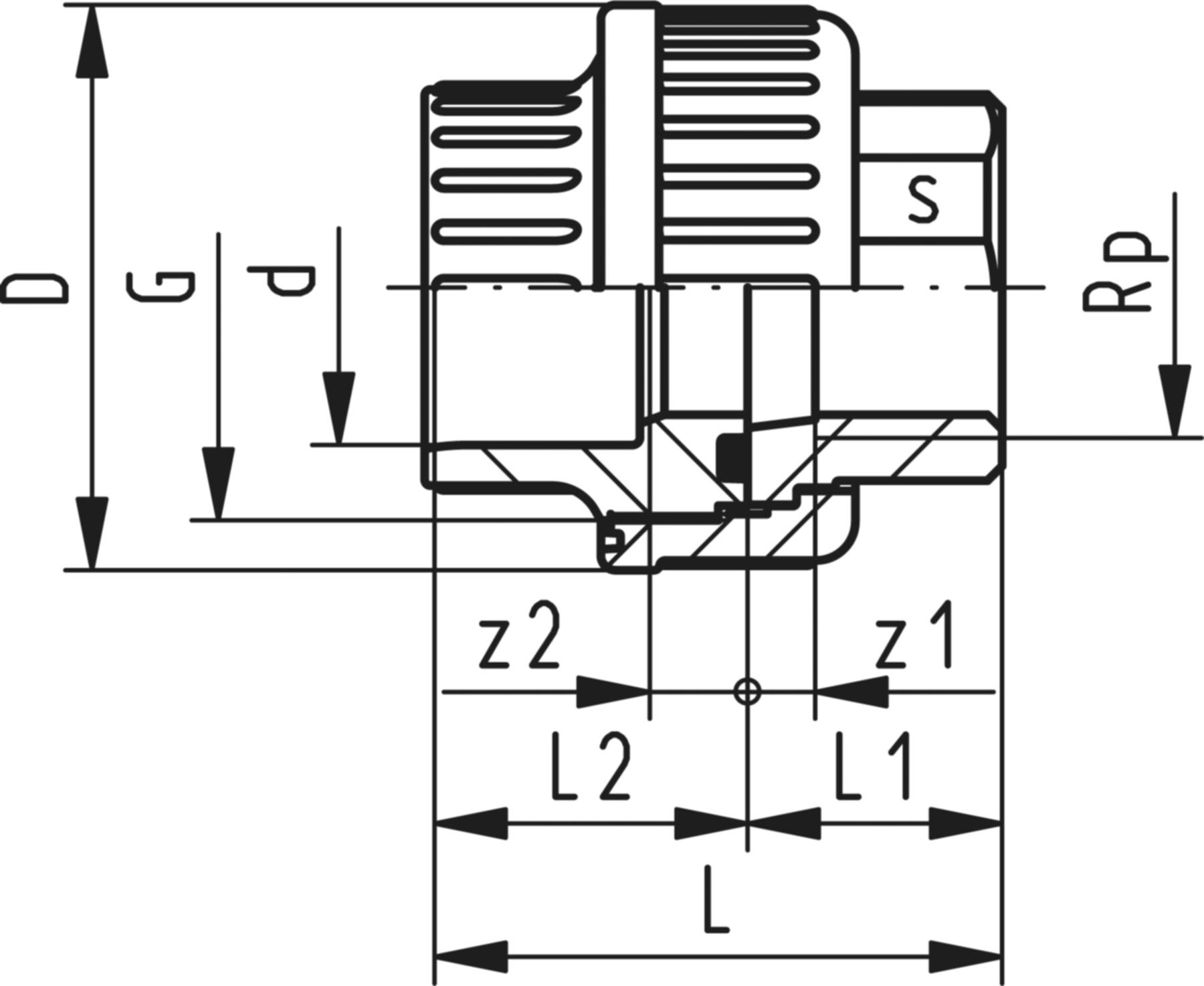 Überg.Verschraubung PVC/FE IG 25 - 3/4" 721 530 307 - GF Hart PVC-U Formstücke