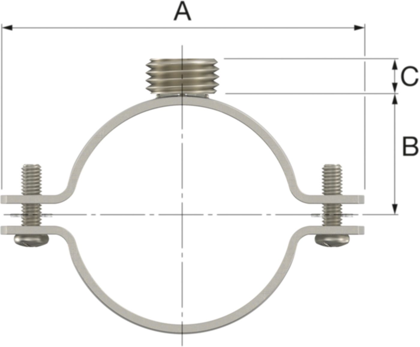RS Inox BSF ohne Gummi,ohne Mf. 1/2"/M10 56.0 - 62.5 mm 2" 51857 - Flamco-Rohrschellen INOX