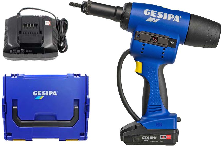 Gesipa Blindnietsetzgerät FireBird Pro Gold 18V ,1x  2.0Ah , bis M12 Cr-Ni M10 , L-Boxx - Gesipa-Nieten