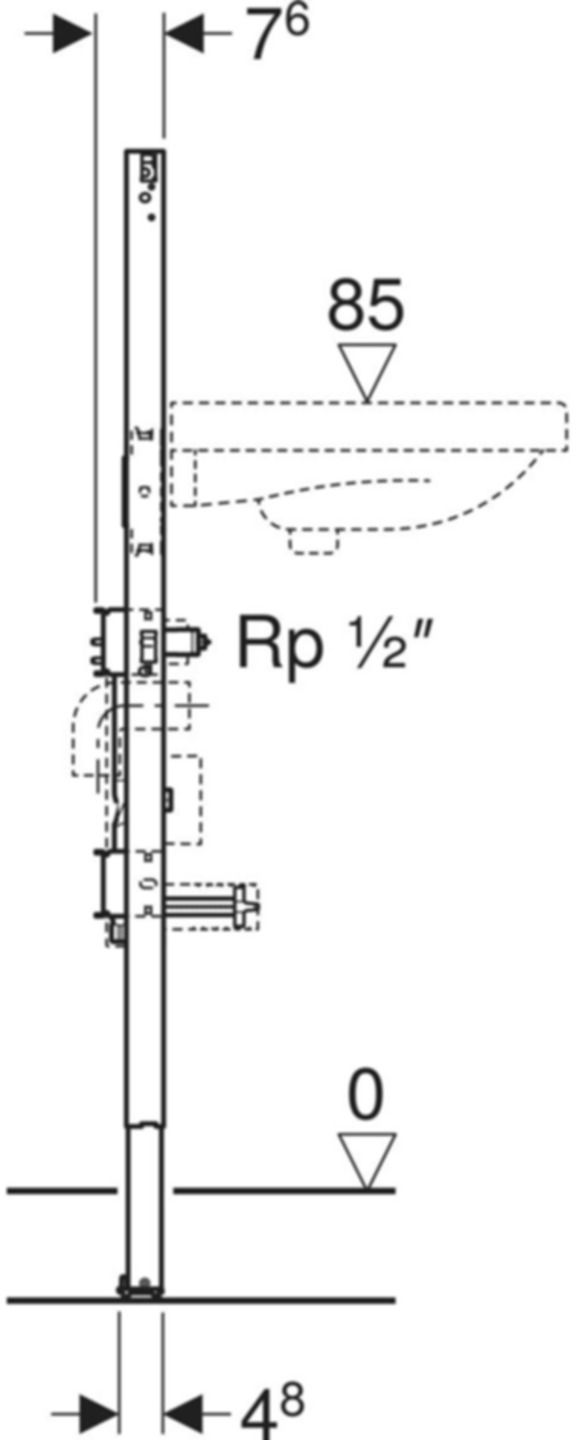 Element für Waschtisch 111.570.00.2 Typ 112, Standarmatur, Wasserzählerstr. - Geberit-Duofix