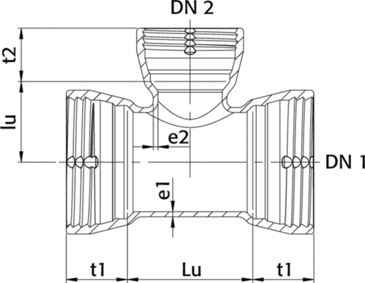 SM-Tee 3M Typ MMB DN 200/150, mit Gleit- und Dichtring - Wild Schraubmuffenformstücke