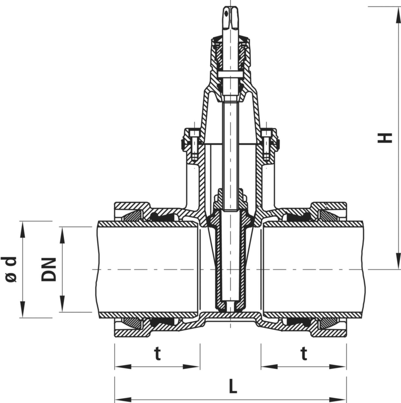Steckmuffen-Schieber BLS 4020 DN 200 - Hawle Armaturen