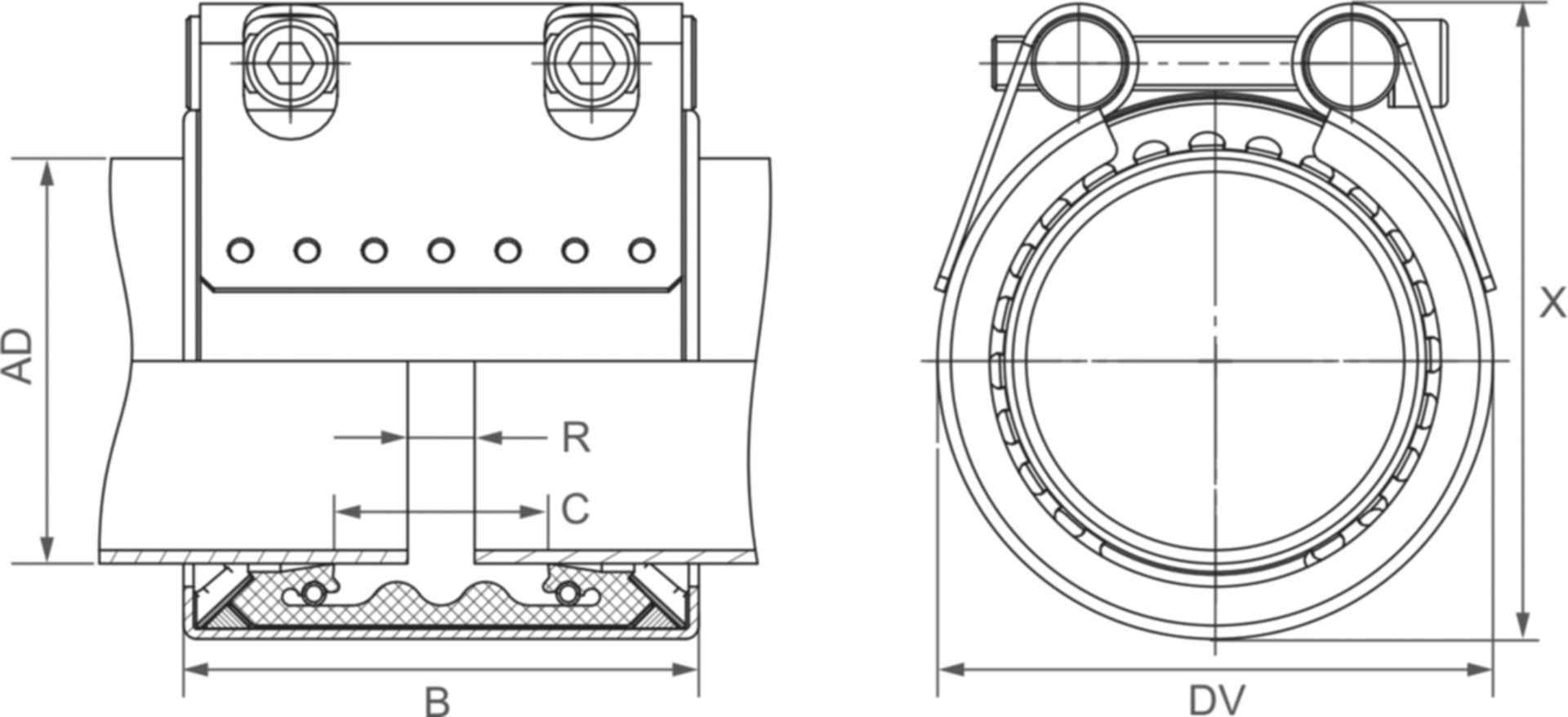 Metal-Grip EPDM-VZ Verschluss verzinkt zugfest 76.1 mm 75.3 - 76.9 mm - Straub Kupplungen