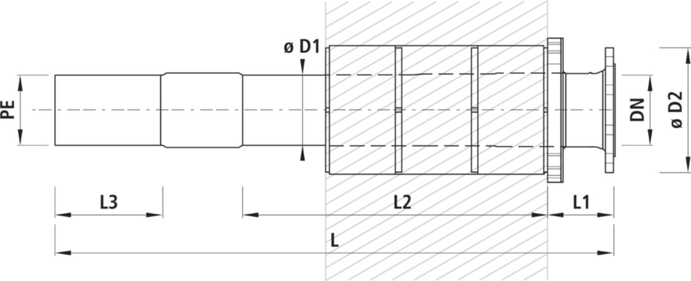 Mauerdurchführung FL-PE für GAS 6858 d 90mm - DN 80 - Hawle Hausanschluss- und Anbohrarmaturen