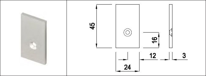 Abschlussdeckel zum Aufschrauben Aluminium AIMgSi1 45 x 24 x 3 mm - INOXTECH-Handlauf-/Geländer-System