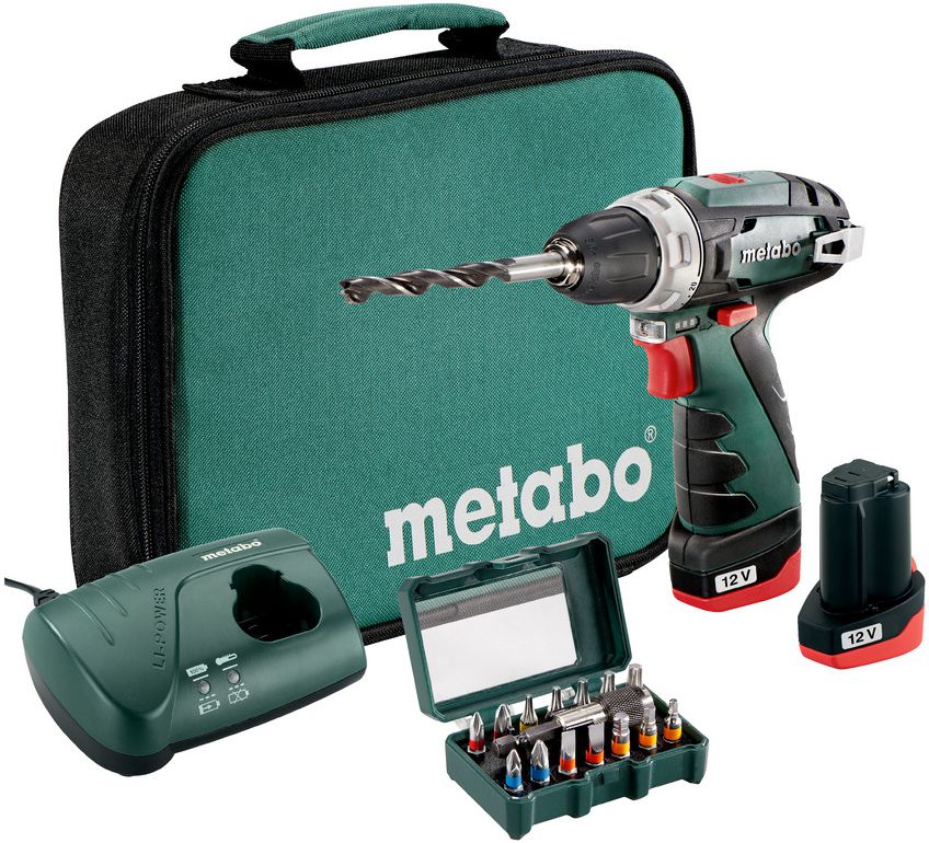 Akku-Bohrschrauber POWERMAXX BS SET 10.8V, 2 x 2.0Ah, Tasche m. Bit-Box 600079510 - Metabo Elektrowerkzeuge