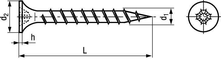 Schnellbauschr Grobgewind H St phos BN20595 Ø3,9x55 - Bossard Schrauben