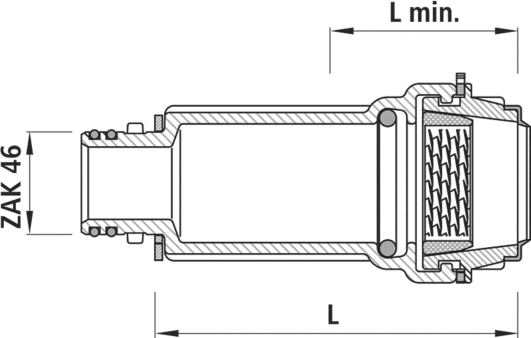 Einbauschlaufe mit ZAK-Anschluss 6161 d 50mm - Hawle Steckfittinge
