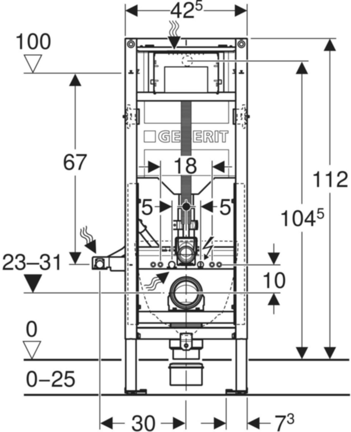 Wand-WC-Element Sigma 111.396.00.6 Typ 112 UP320 Baubreite 42.5 cm - Geberit-Duofix