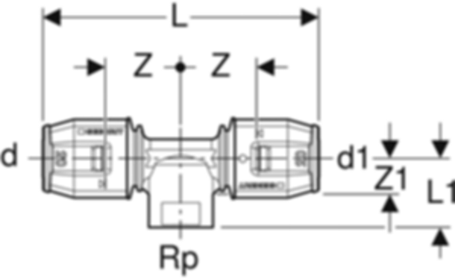 T-Stück m/IG 16mm- 1/2"-16mm 650.361.00.1 - Geberit-Push Fit-Formstücke