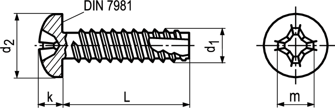 Linsen-Schneidschr Typ 1 Phil vzb BN1016 2,2x13 - Bossard Schrauben