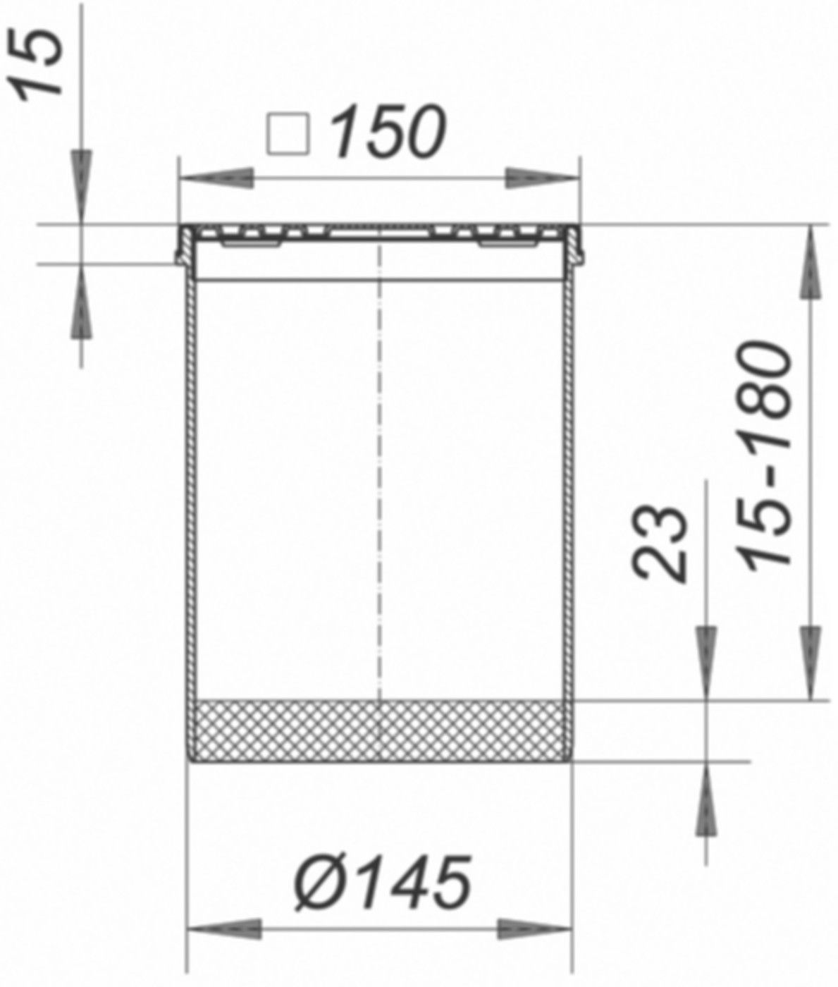 Terrassen-Aufsatz S 15 SEC 15 150 x 150mm 3-500298 mit Rost Edelstahl, zu Aufstockelement 630 - SCHACO Entwässerungstechnik