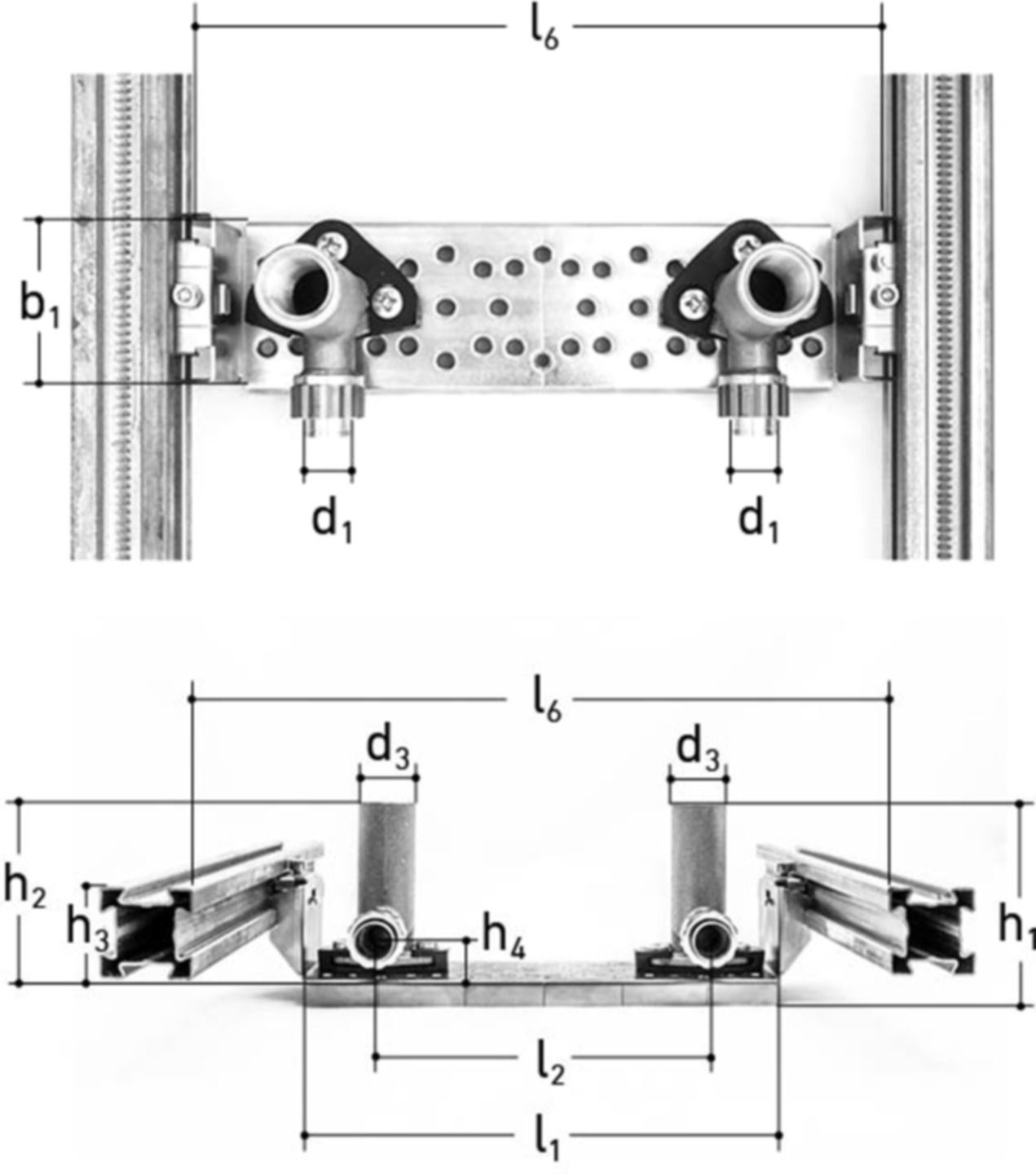 Armaturenplatte für GIS Profil mit Armaturenanschl. 1/2" x 16mm 5458.020 - JRG Sanipex-Rohre und Formstücke