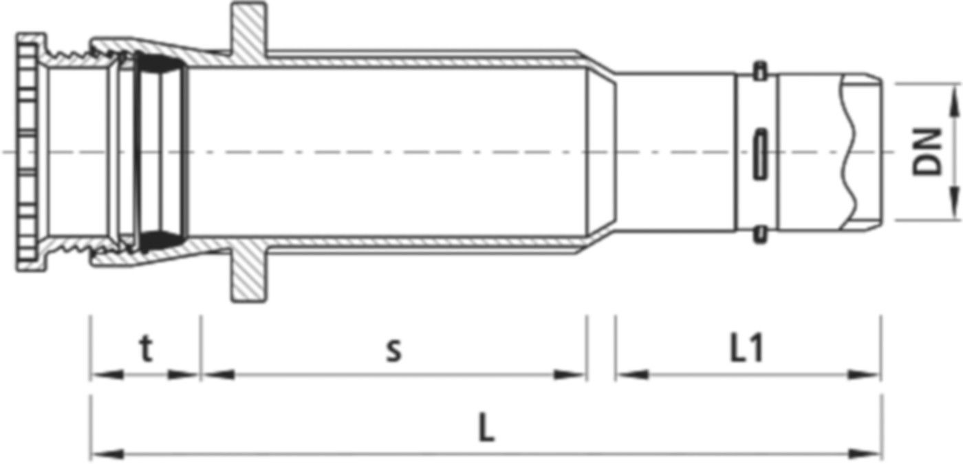 Einbauschlaufe mit Schraubmuffe Gas 5347 Baio DN 150 - Hawle Armaturen