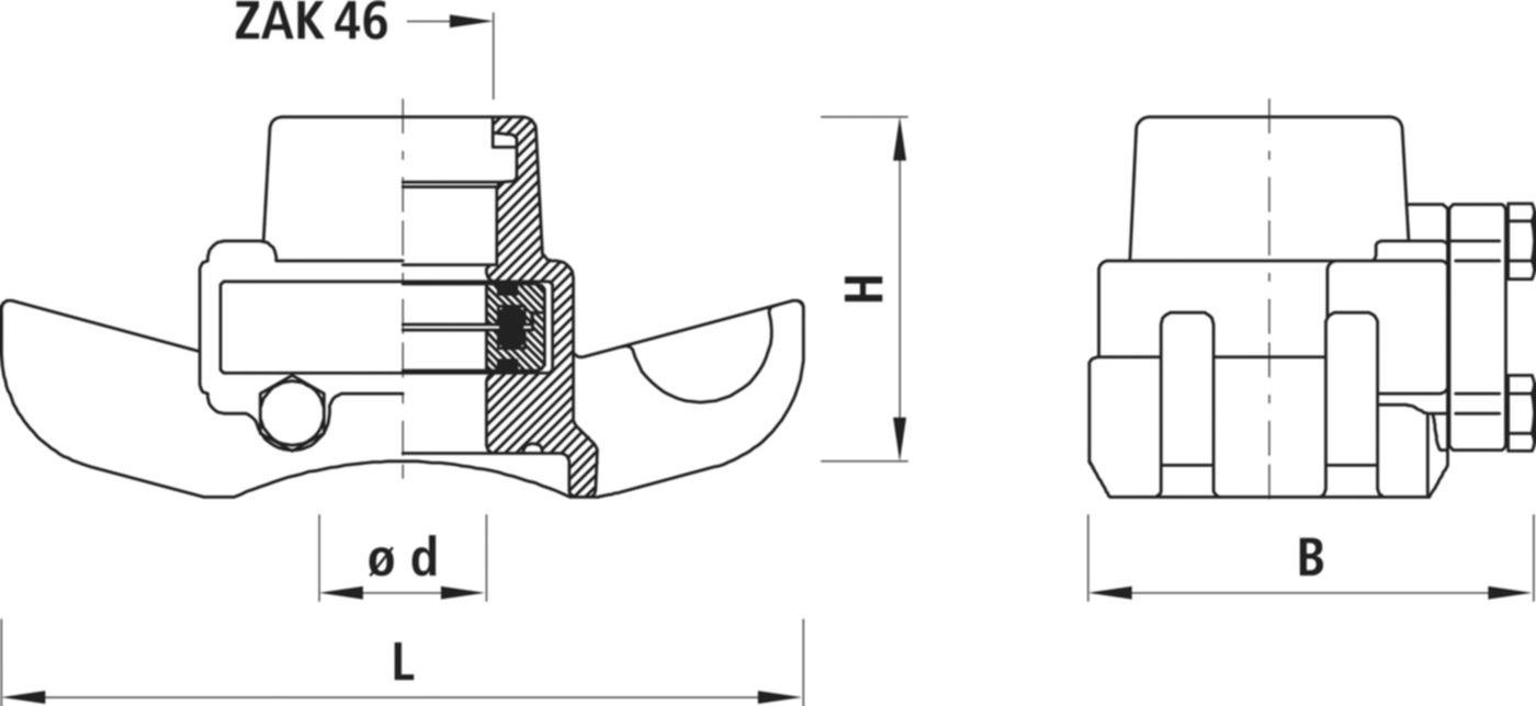 Universal-Anbohr-Sperrschelle Gas 3712 mit ZAK-Anschluss - Hawle Hausanschluss- und Anbohrarmaturen