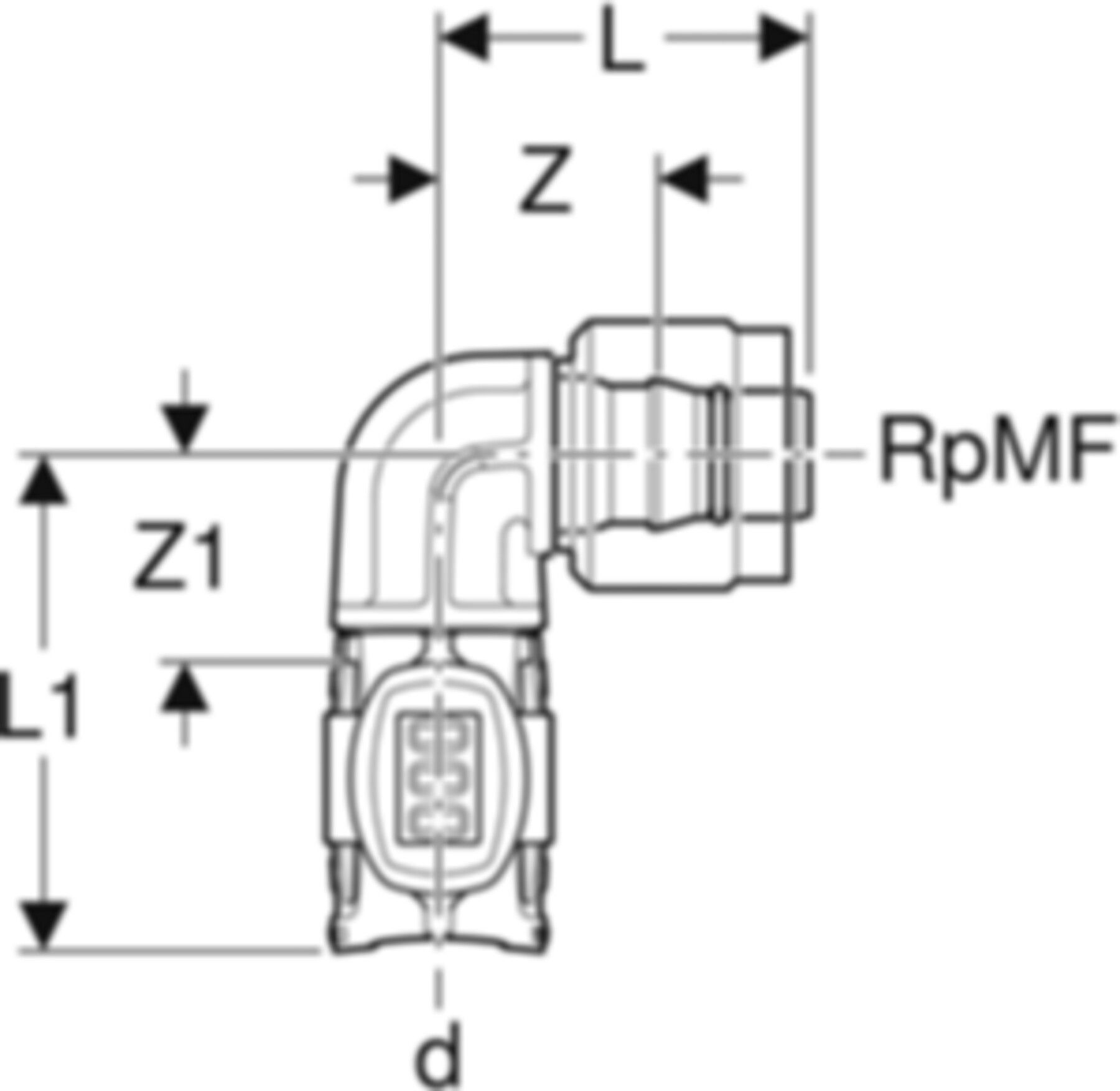 Übergangswinkel 90° 16mm-1/2" 620.490.00.1 mit MasterFix - Geberit FlowFit-Rohre/Formstücke