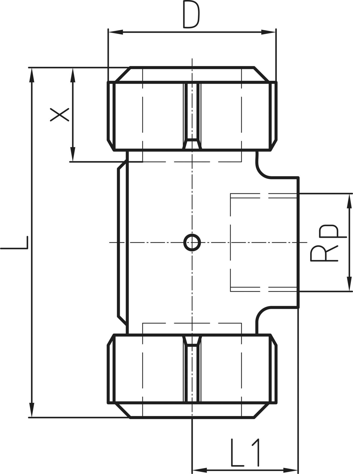 T-Stück egal mit IG, für Stahlrohre NBR 1 1/2" 775 312 055 - GF Primofit