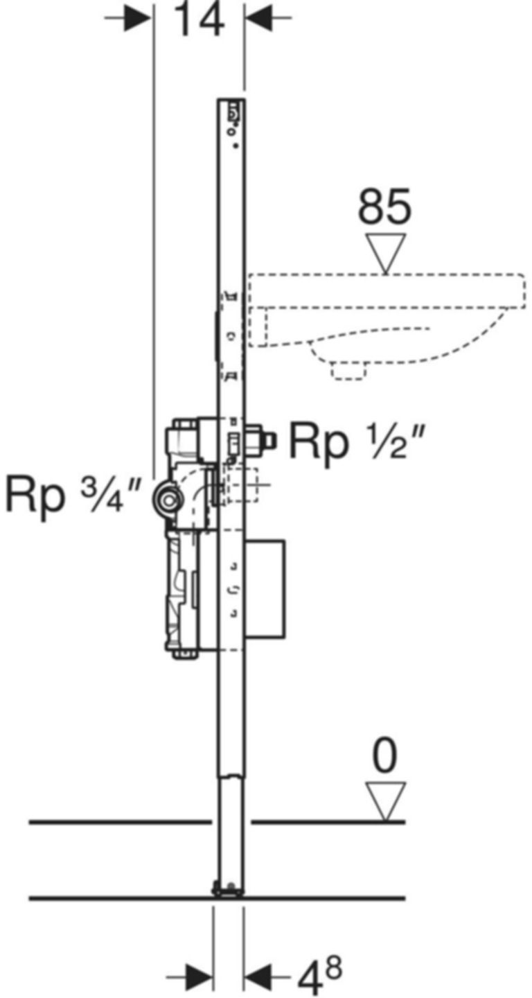 Element für Waschtisch Standar. 111.582.00.3 Typ 112 zwei Wasserzählerstr., mit UP-Ventil - Geberit-Duofix