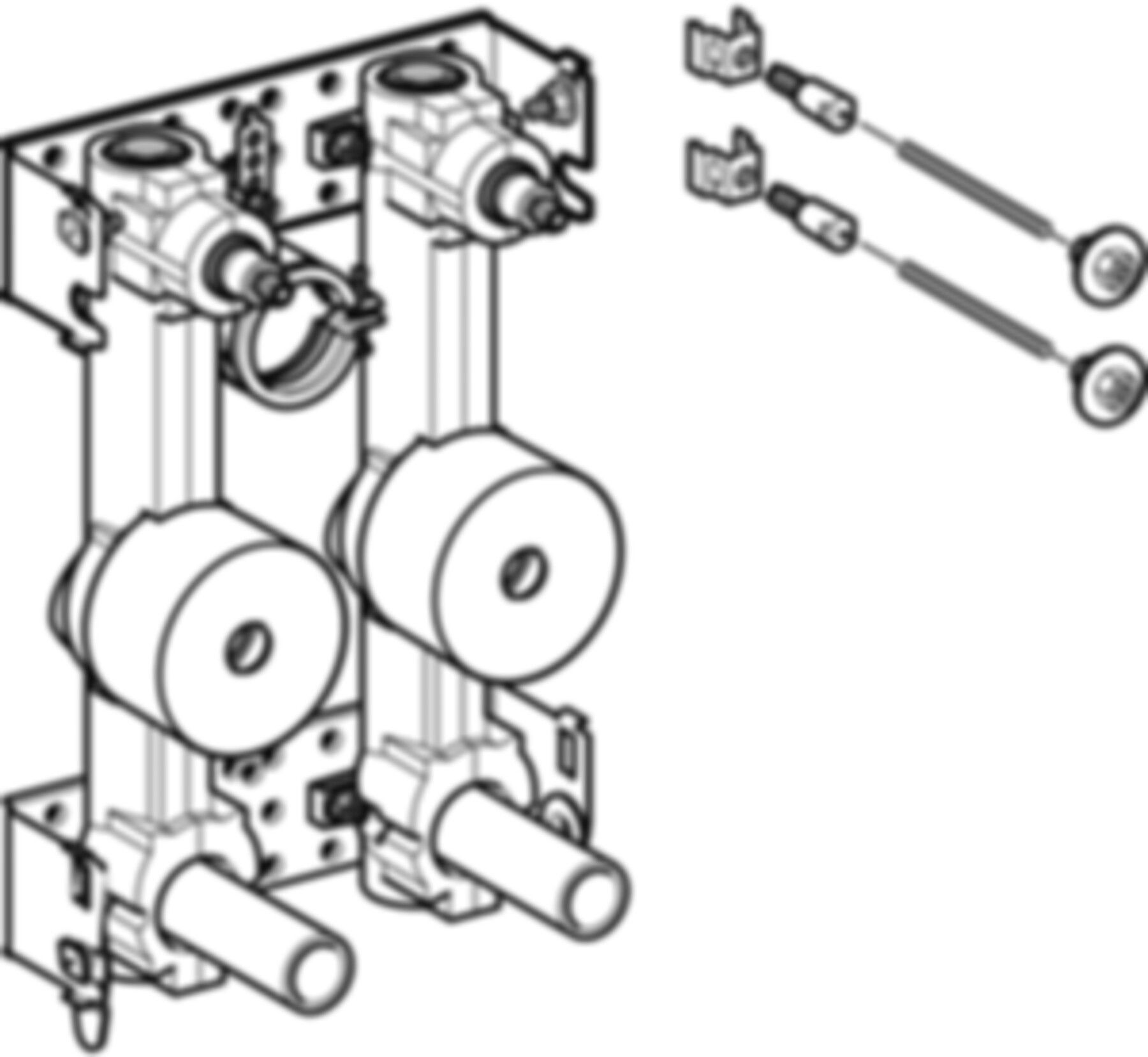 GIS-Waschtisch-Set Standarm.461.153.00.1 zwei Wasserzählerstrecken mit UP-Ventil - Geberit Systemventile / Armaturen