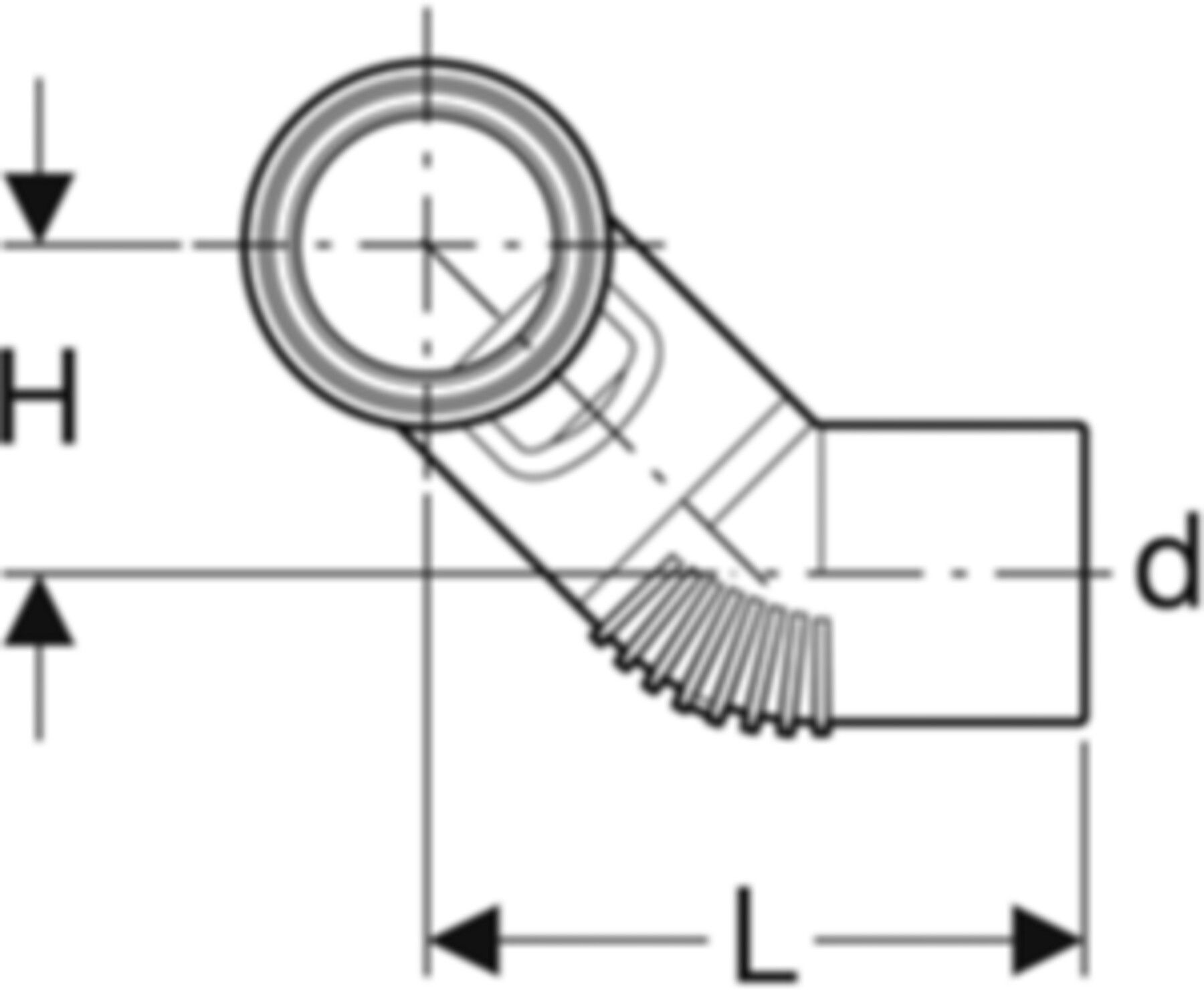 Wandklosett Bogen 90° links abgekröpft 308.006.14.1 d 90mm - Geberit-PE-Silent-Formstücke