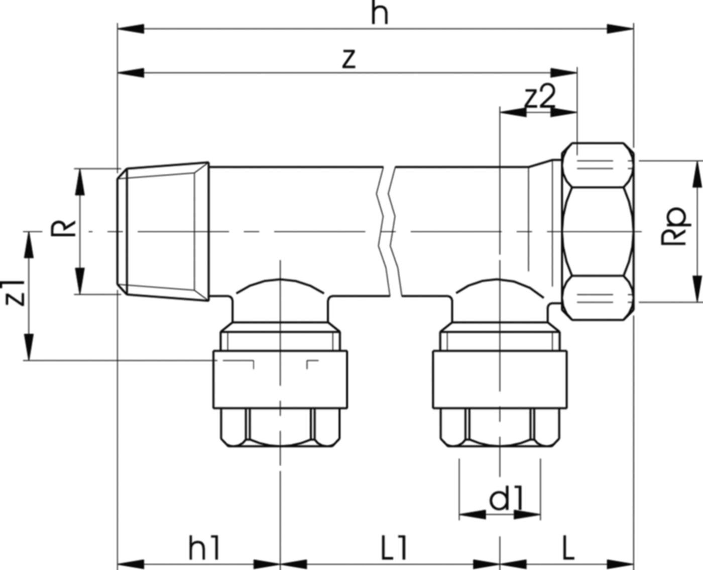 Verteiler 2fach 3/4"-16 3270 760 857 063 (760 853 180) - GF Instaflex-Klemmprogramm