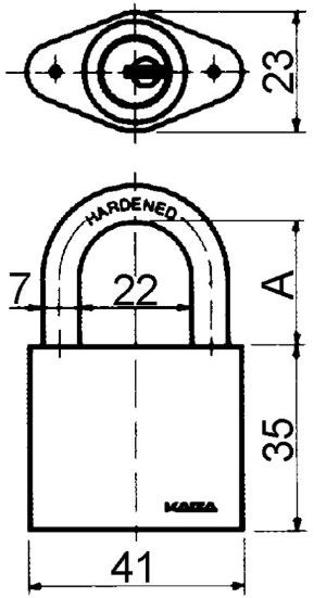 KABA 8 Vorhangschloss Typ 2001C 35x24/22mm, Schliessung 5000, ohne Schlüssel - Kaba 8, Lagerprodukt
