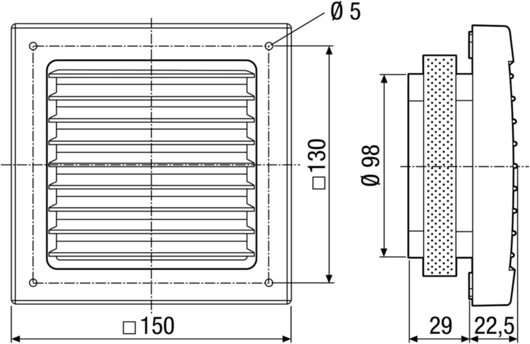 Aussengitter DN 100 SG 100 zur Be- und Entlüftung Kunststoff - Ventilatoren