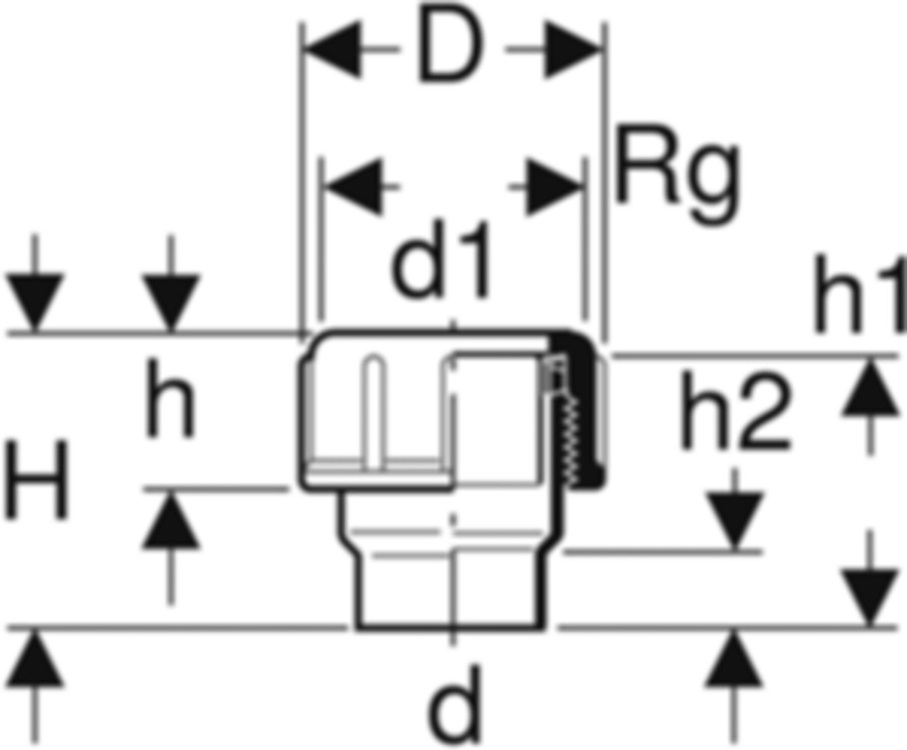 Stutzen mit Verschraubung reduziert d 63/ 56mm 364.753.16.1 - Geberit-PE-Formstücke