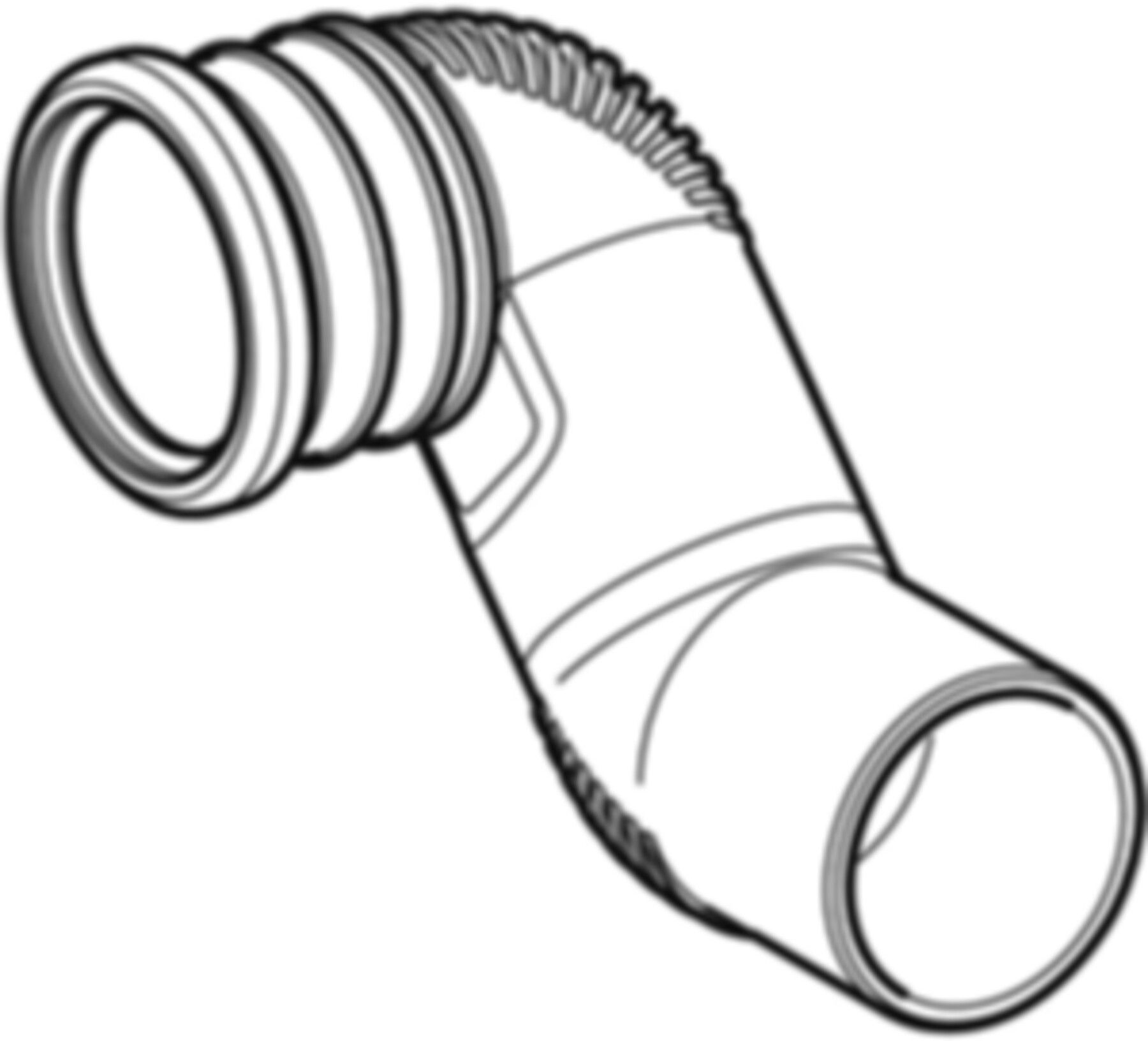 Wandklosett Bogen 90° links abgekröpft 308.006.14.1 d 90mm - Geberit-PE-Silent-Formstücke