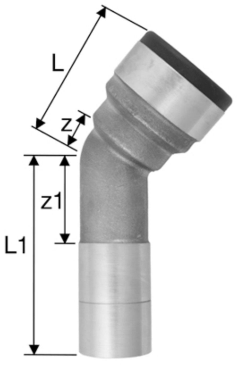Industrie-Bogen 45° innen-aussen 35 mm 8805.35 - SudoFIT-Formstücke