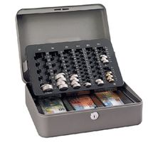 Geldkassette Moneta Basic 300x242x106mm anthrazit, MONETA-BASIC-CH - Vorhängeschloss, Sicherheitsbeschläge