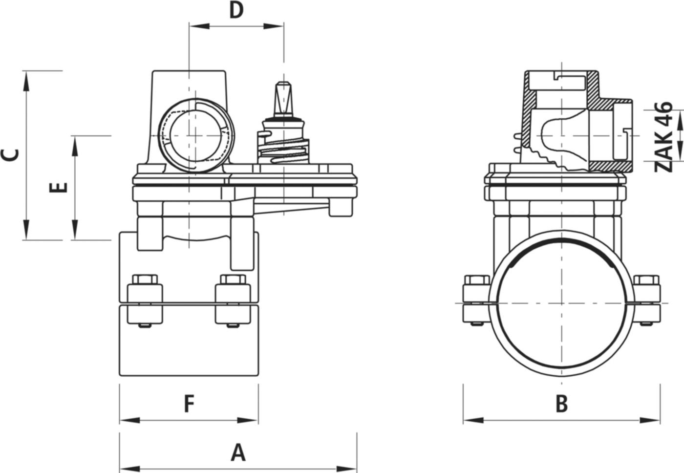 Sperrschelle Hawlinger ZAK 2380 d 90mm - Hawle Hausanschluss- und Anbohrarmaturen