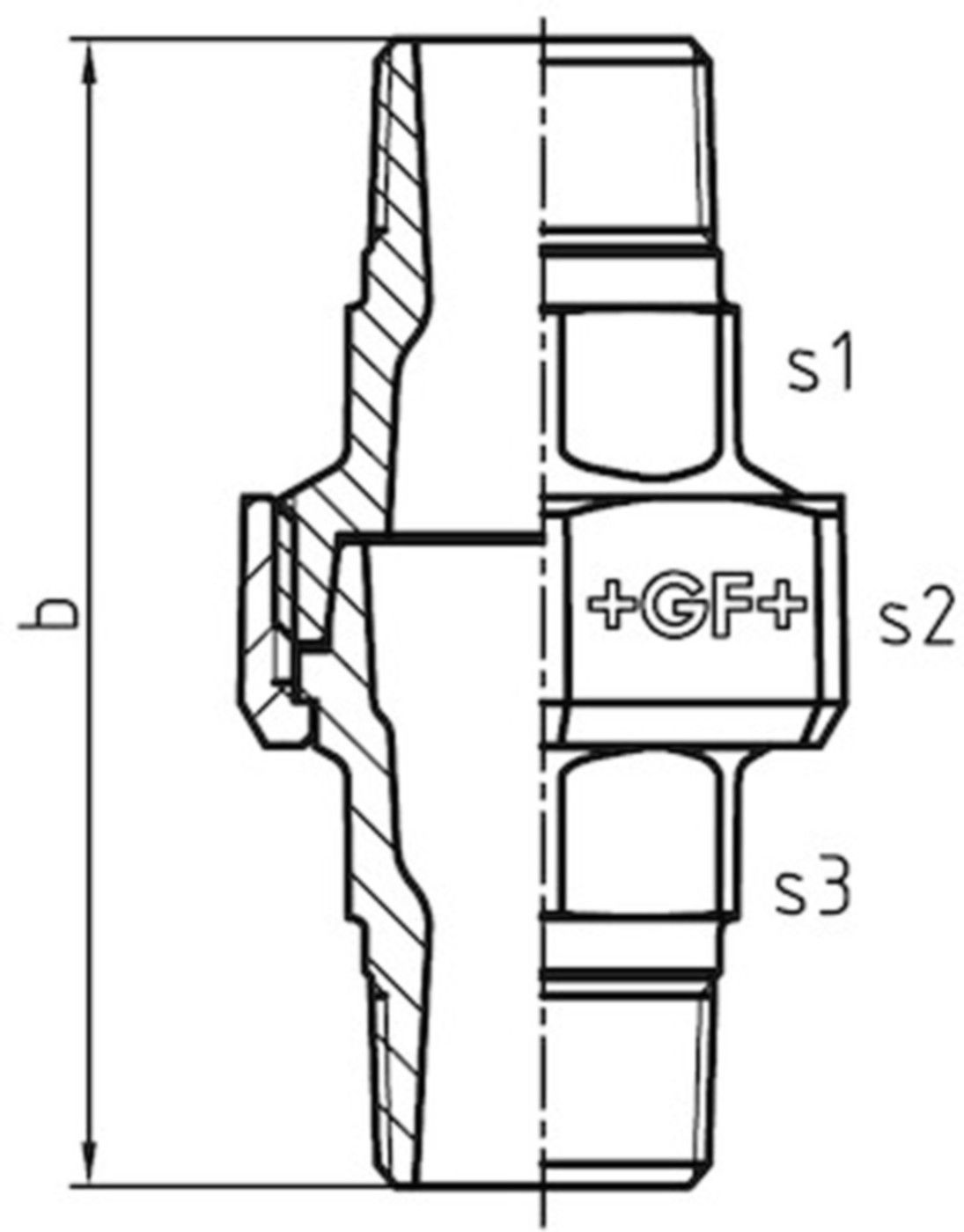Verschraubung 344 V 1/2" m/Kegeld. 770 344 204 - GF verz. Tempergussfittings