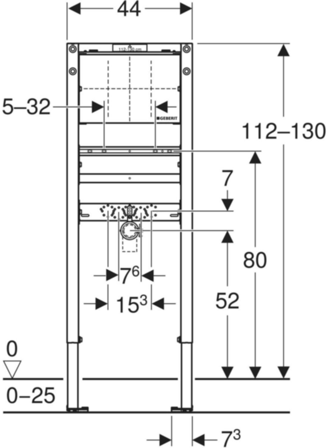 Element für Waschtisch 111.279.00.2 Typ 112, Wandarmatur-UP, schmale Ausführung - Geberit-Duofix