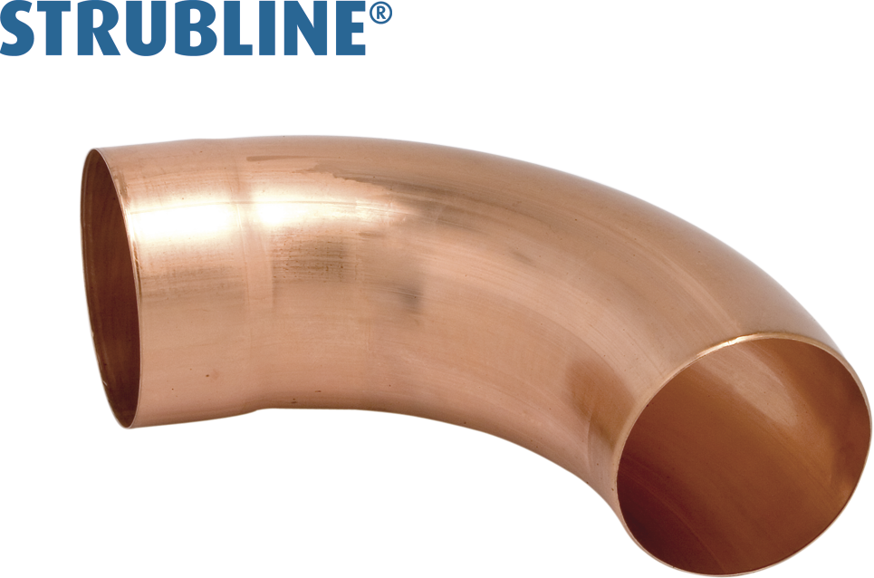 Ablaufrohrbogen gezogen 70° 75 mm 213 "Strubline" - Kupfer Spenglereihalbfabrikate