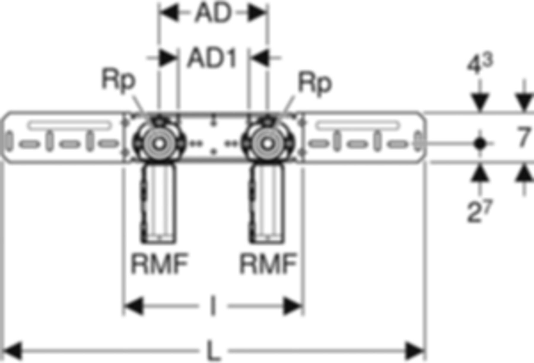 Dose 90° 1/2" 650.792.00.3 vormontiert 153mm, für MasterFix - Geberit FlowFit-Rohre/Formstücke