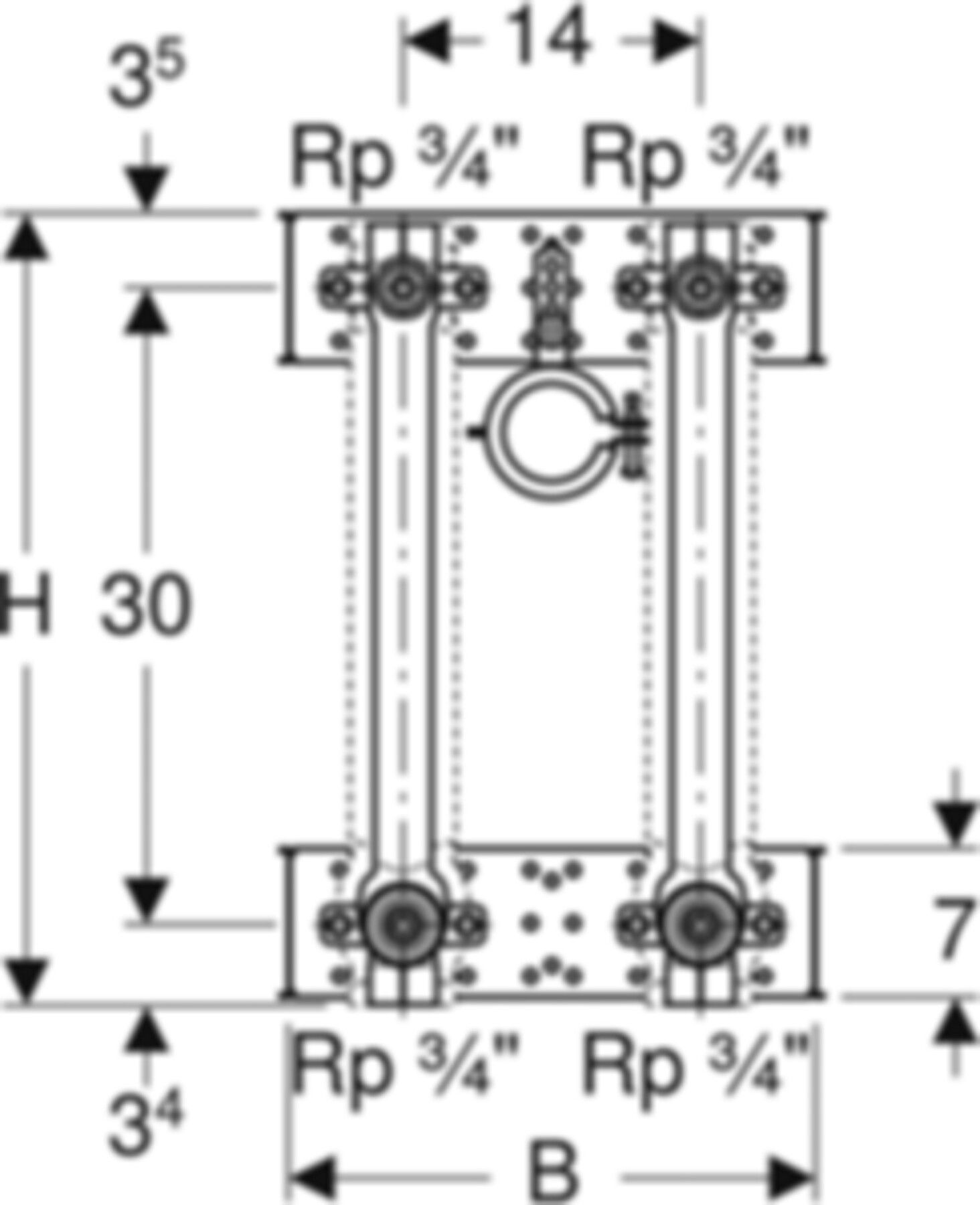 GIS-Waschtisch-Set Standarm.461.155.00.1 zwei Wasserstrecken mit UP-Ventil - Geberit Systemventile / Armaturen