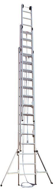 HB Alu Seilzugleiter mit Wegrutsch- u. Kippsicheru Typ 178, 3x14 Tritt, L= 10.36 - Garten