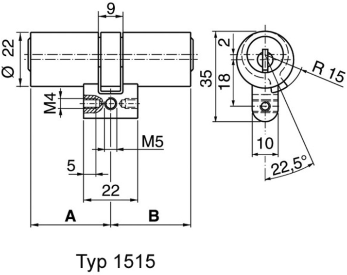 KABA 8 Doppelzylinder Typ M1515 62.5/42.5, mit 3 Schlüssel - Kaba 8, Lagerprodukt