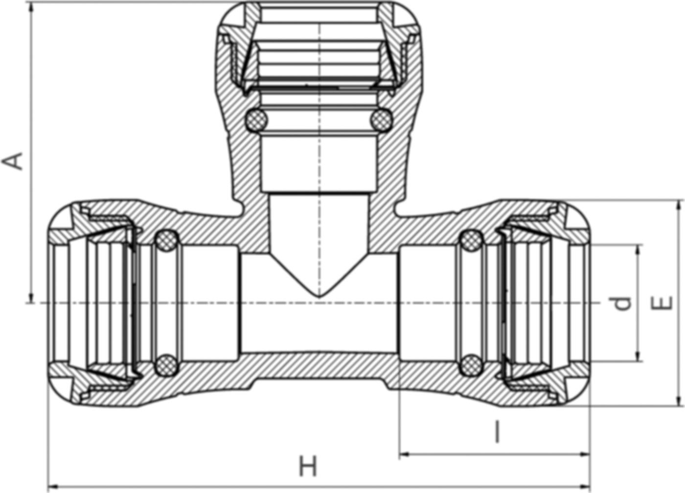Steckmuffen-Tee 1004 d 20mm - Plasson-Steckfittinge