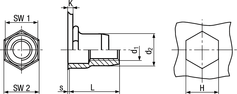 TUBTARA®Blindnietmuttern HUT/ROKS A2 BN25014 , M8 ,3-5.5mm , kleiner senkk. , teil6-kt. - Bossard Schrauben