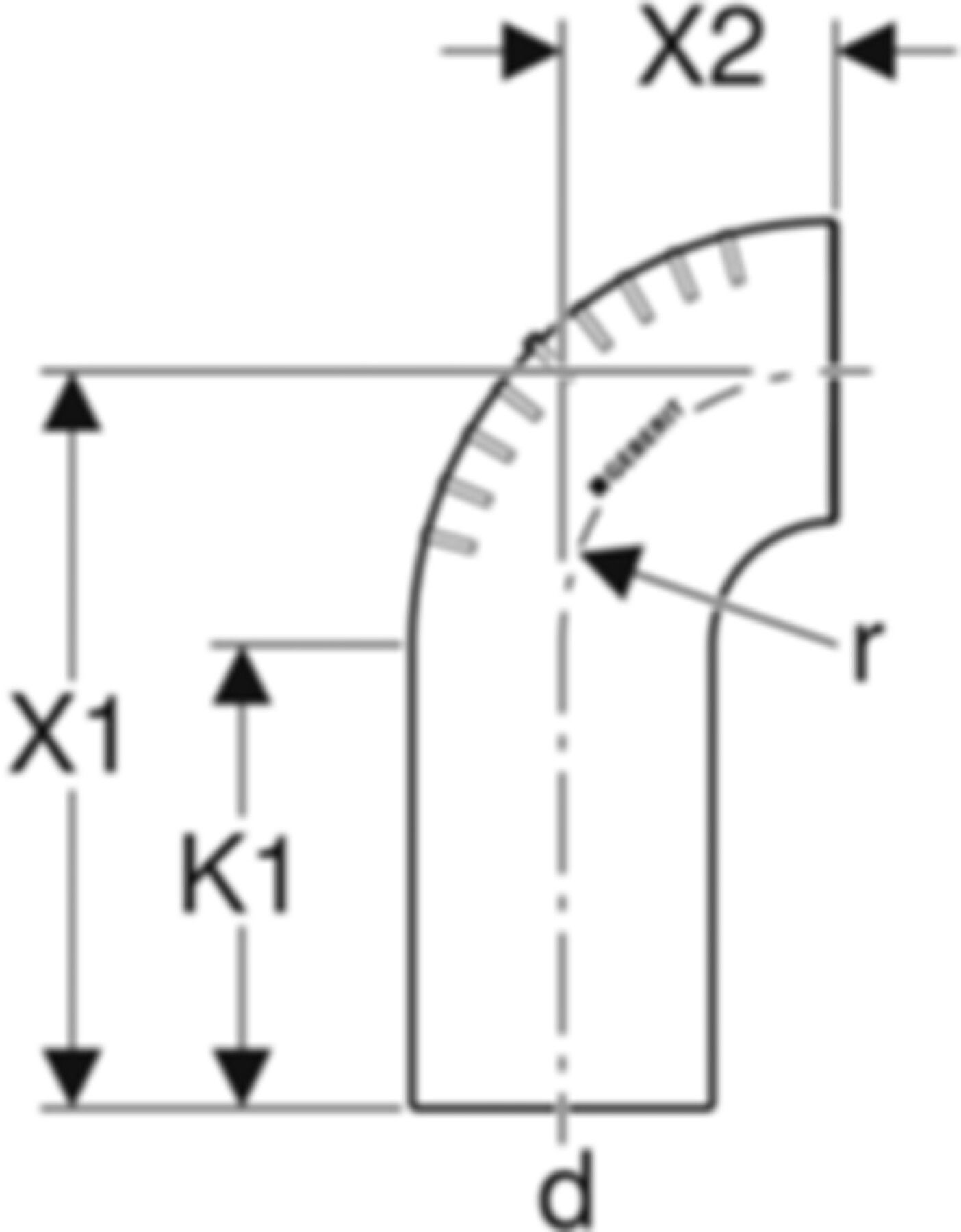 Bogen 90° 63mm 306.008.14.1 mit langem Schenkel - Geberit-PE-Silent-Formstücke