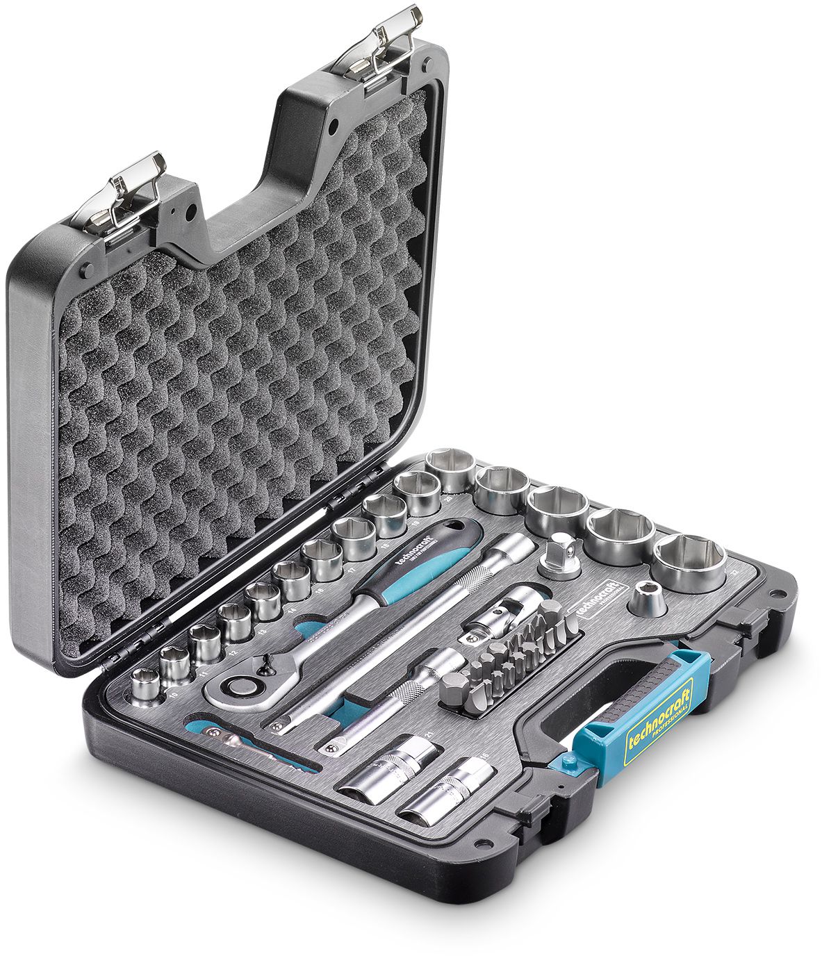 TECHNOCRAFT Steckschlüsselsatz 44-tlg., 1/2", 360 x 270 x 80mm - Steck- und Drehmomentschlüssel