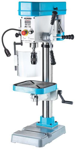 ALDURO Tischbohrmaschine,BM-40V 230V ,1.1kW MK2, stufenlos Keilriemen, digital Anz - Bohren