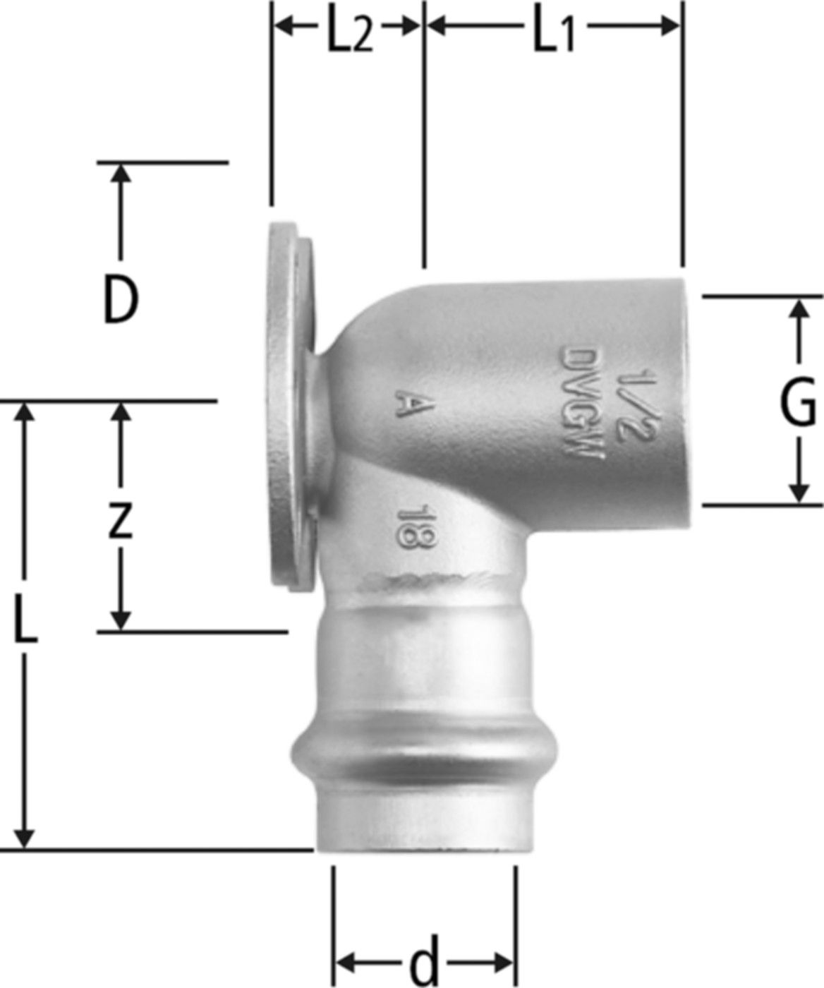 Anschlusswinkel NUSSBAUM Optipress-Gaz